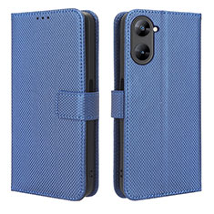 Leather Case Stands Flip Cover Holder BY1 for Realme 10S 5G Blue