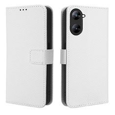 Leather Case Stands Flip Cover Holder BY1 for Realme 10S 5G White