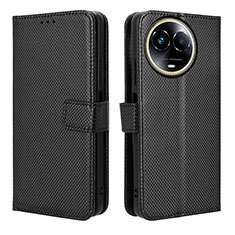 Leather Case Stands Flip Cover Holder BY1 for Realme 11 5G Black