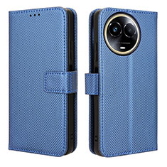 Leather Case Stands Flip Cover Holder BY1 for Realme 11 5G Blue
