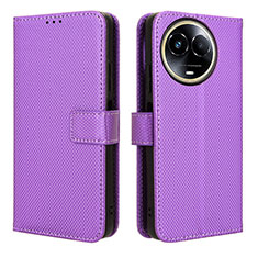 Leather Case Stands Flip Cover Holder BY1 for Realme 11 5G Purple