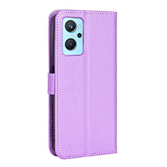 Leather Case Stands Flip Cover Holder BY1 for Realme 9i 4G Purple