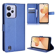 Leather Case Stands Flip Cover Holder BY1 for Realme C31 Blue