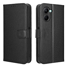 Leather Case Stands Flip Cover Holder BY1 for Realme C33 (2023) Black