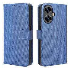 Leather Case Stands Flip Cover Holder BY1 for Realme C55 Blue