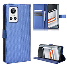 Leather Case Stands Flip Cover Holder BY1 for Realme GT Neo3 5G Blue