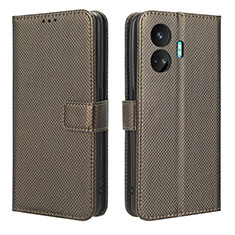Leather Case Stands Flip Cover Holder BY1 for Realme GT Neo5 SE 5G Brown