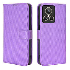 Leather Case Stands Flip Cover Holder BY1 for Realme GT2 Master Explorer Purple
