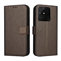 Leather Case Stands Flip Cover Holder BY1 for Realme Narzo 50A Brown