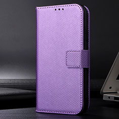 Leather Case Stands Flip Cover Holder BY1 for Samsung Galaxy A01 Core Purple