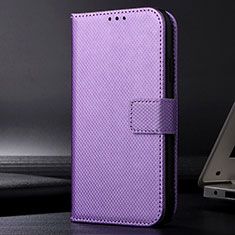 Leather Case Stands Flip Cover Holder BY1 for Samsung Galaxy M53 5G Purple