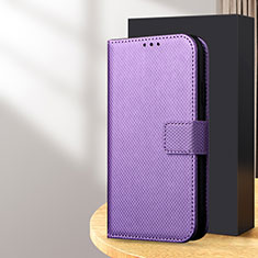 Leather Case Stands Flip Cover Holder BY1 for Samsung Galaxy S24 Plus 5G Purple