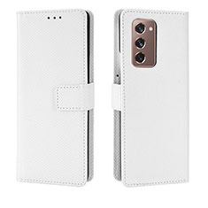 Leather Case Stands Flip Cover Holder BY1 for Samsung Galaxy Z Fold2 5G White