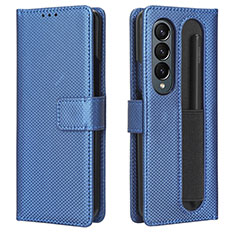 Leather Case Stands Flip Cover Holder BY1 for Samsung Galaxy Z Fold3 5G Blue