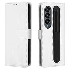 Leather Case Stands Flip Cover Holder BY1 for Samsung Galaxy Z Fold3 5G White