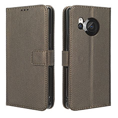 Leather Case Stands Flip Cover Holder BY1 for Sharp Aquos R8 Brown