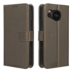 Leather Case Stands Flip Cover Holder BY1 for Sharp Aquos Sense7 Brown