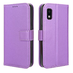 Leather Case Stands Flip Cover Holder BY1 for Sharp Aquos wish3 Purple