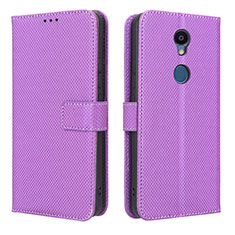 Leather Case Stands Flip Cover Holder BY1 for Sharp Rouvo V Purple
