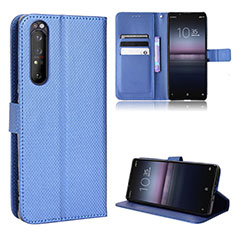 Leather Case Stands Flip Cover Holder BY1 for Sony Xperia 1 II Blue