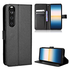 Leather Case Stands Flip Cover Holder BY1 for Sony Xperia 1 III Black