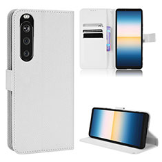 Leather Case Stands Flip Cover Holder BY1 for Sony Xperia 1 III White