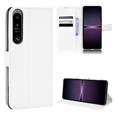 Leather Case Stands Flip Cover Holder BY1 for Sony Xperia 1 IV White