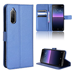 Leather Case Stands Flip Cover Holder BY1 for Sony Xperia 10 II Blue