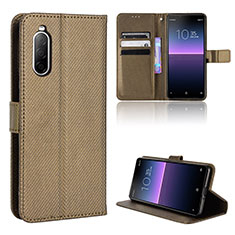 Leather Case Stands Flip Cover Holder BY1 for Sony Xperia 10 II Brown