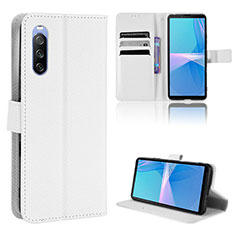 Leather Case Stands Flip Cover Holder BY1 for Sony Xperia 10 III SOG04 White