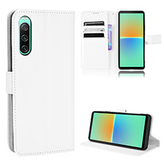 Leather Case Stands Flip Cover Holder BY1 for Sony Xperia 10 IV White