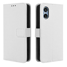 Leather Case Stands Flip Cover Holder BY1 for Sony Xperia 5 V White