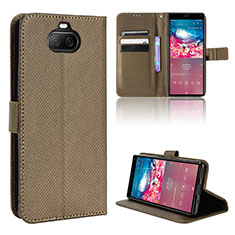 Leather Case Stands Flip Cover Holder BY1 for Sony Xperia 8 Brown