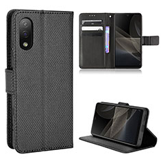 Leather Case Stands Flip Cover Holder BY1 for Sony Xperia Ace II Black