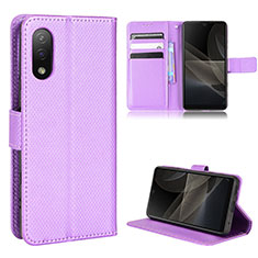 Leather Case Stands Flip Cover Holder BY1 for Sony Xperia Ace II Purple