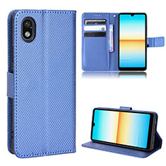 Leather Case Stands Flip Cover Holder BY1 for Sony Xperia Ace III Blue