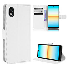 Leather Case Stands Flip Cover Holder BY1 for Sony Xperia Ace III White