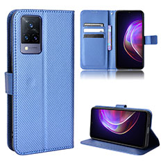Leather Case Stands Flip Cover Holder BY1 for Vivo V21s 5G Blue