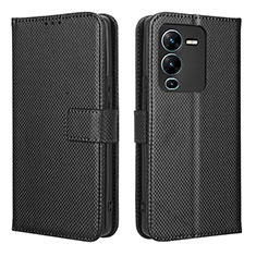 Leather Case Stands Flip Cover Holder BY1 for Vivo V25 Pro 5G Black