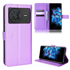 Leather Case Stands Flip Cover Holder BY1 for Vivo X Note Purple