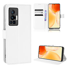 Leather Case Stands Flip Cover Holder BY1 for Vivo X70 Pro 5G White