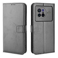 Leather Case Stands Flip Cover Holder BY1 for Vivo X80 5G Black