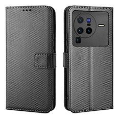Leather Case Stands Flip Cover Holder BY1 for Vivo X80 Pro 5G Black