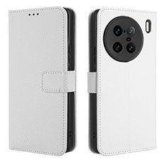 Leather Case Stands Flip Cover Holder BY1 for Vivo X90 Pro+ Plus 5G White