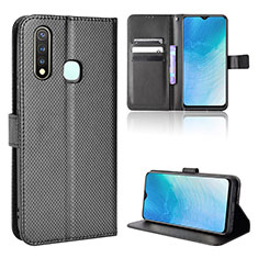 Leather Case Stands Flip Cover Holder BY1 for Vivo Y19 Black