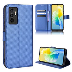 Leather Case Stands Flip Cover Holder BY1 for Vivo Y75 4G Blue