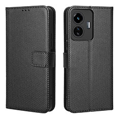 Leather Case Stands Flip Cover Holder BY1 for Vivo Y77e 5G Black