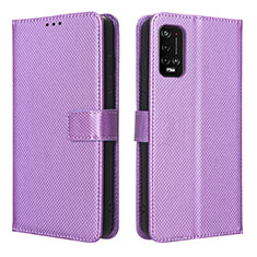 Leather Case Stands Flip Cover Holder BY1 for Wiko Power U20 Purple