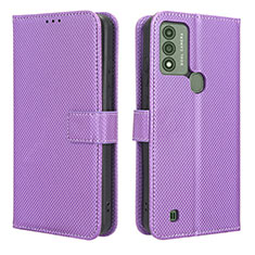 Leather Case Stands Flip Cover Holder BY1 for Wiko Voix Purple