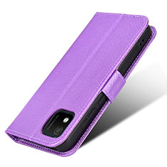 Leather Case Stands Flip Cover Holder BY1 for Wiko Y52 Purple